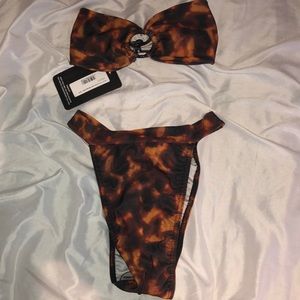 Brown tortoise high waist bathing suit bikini
